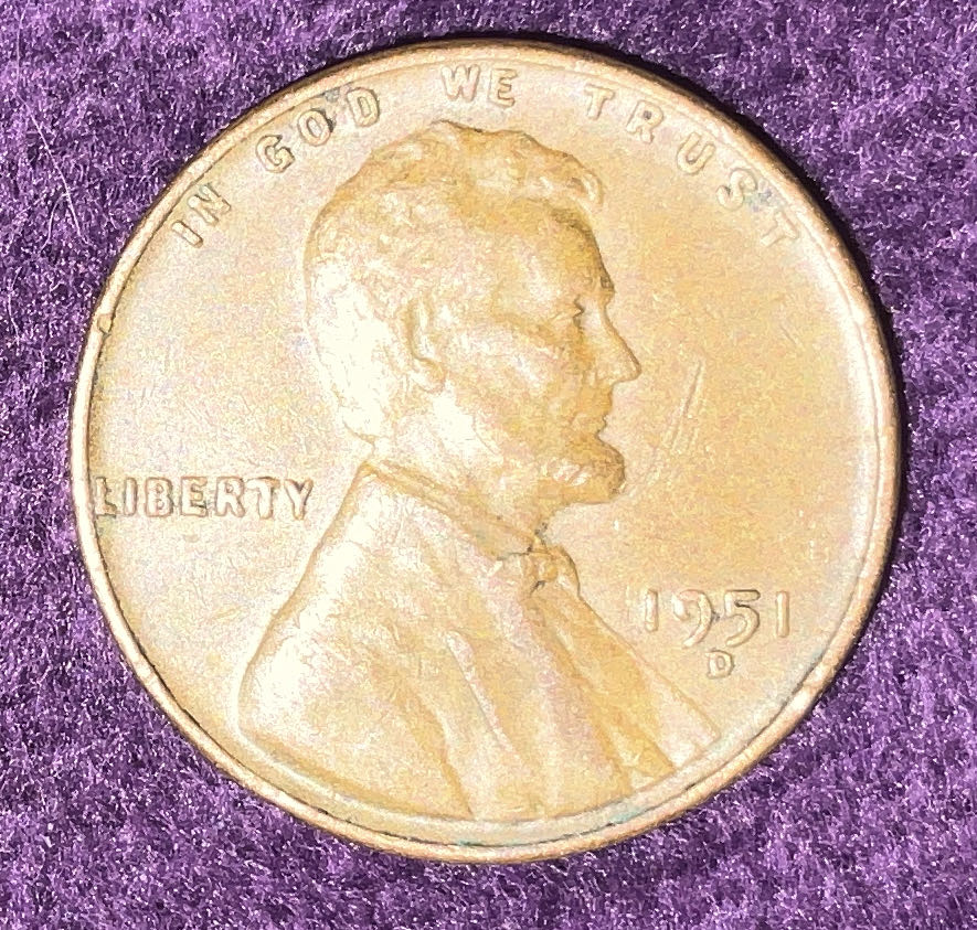 Penny 1951 Lincoln D 3  coin collectible - Main Image 3