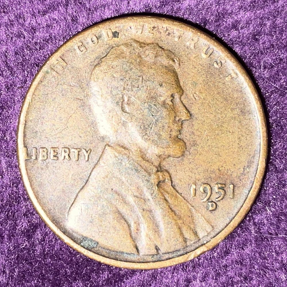 Penny 1951 Lincoln D 7  coin collectible - Main Image 3