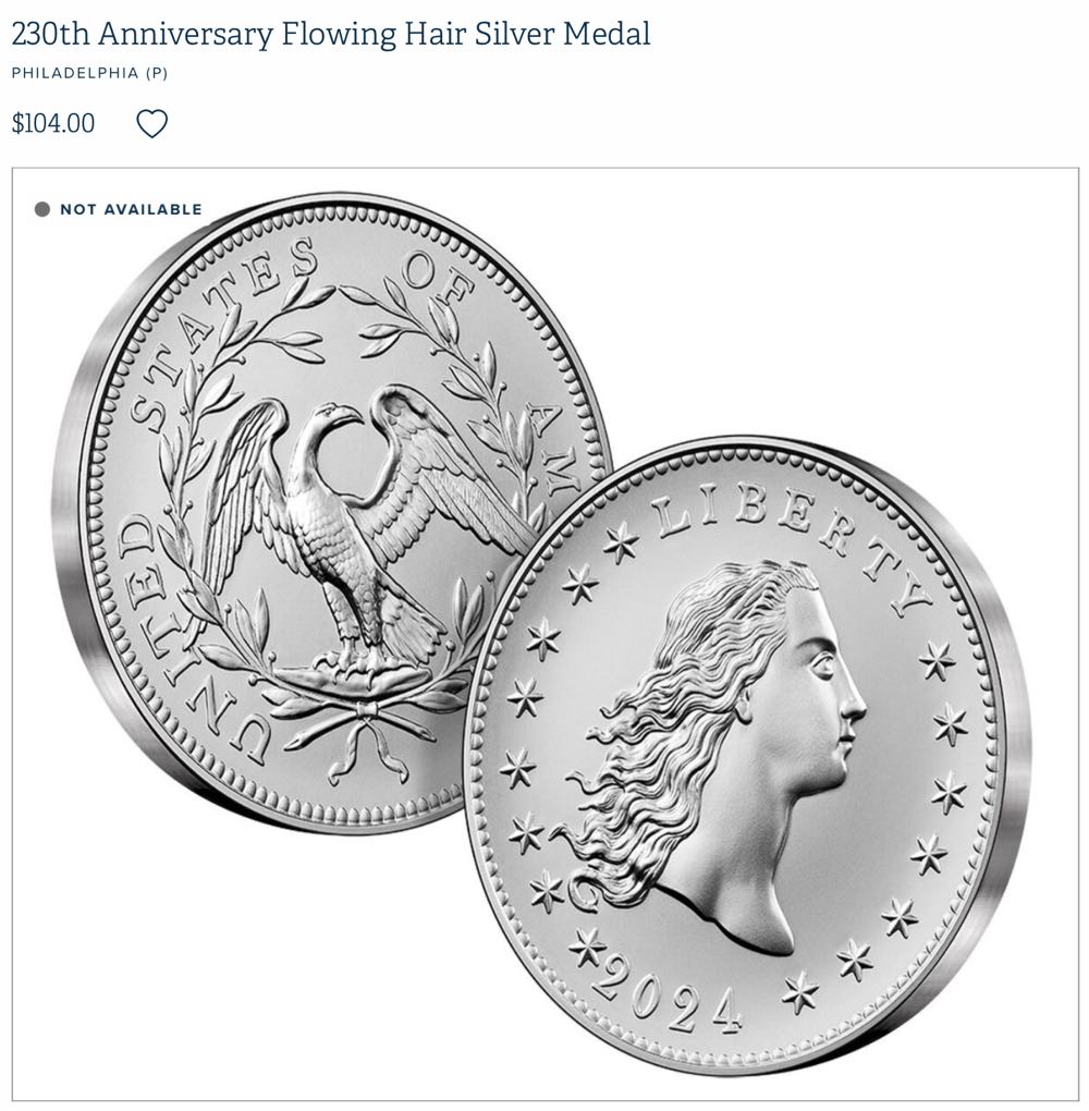 230th Anniversary Flowing Hair Silver Medal - P  coin collectible - Main Image 4