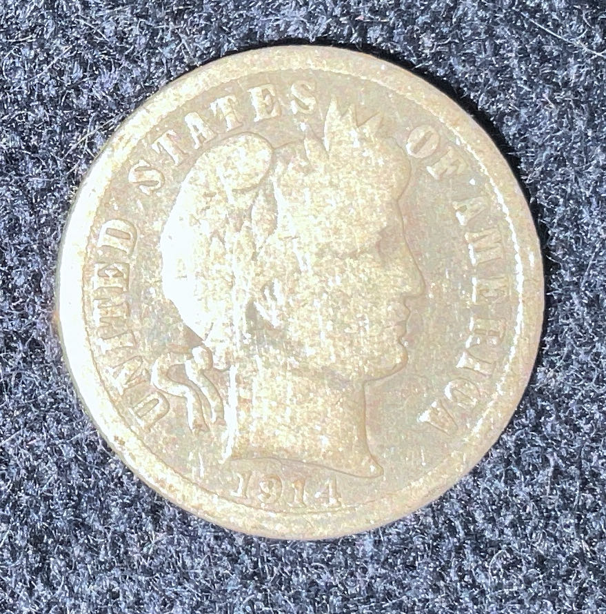 Dime 1914 Barber  coin collectible - Main Image 3