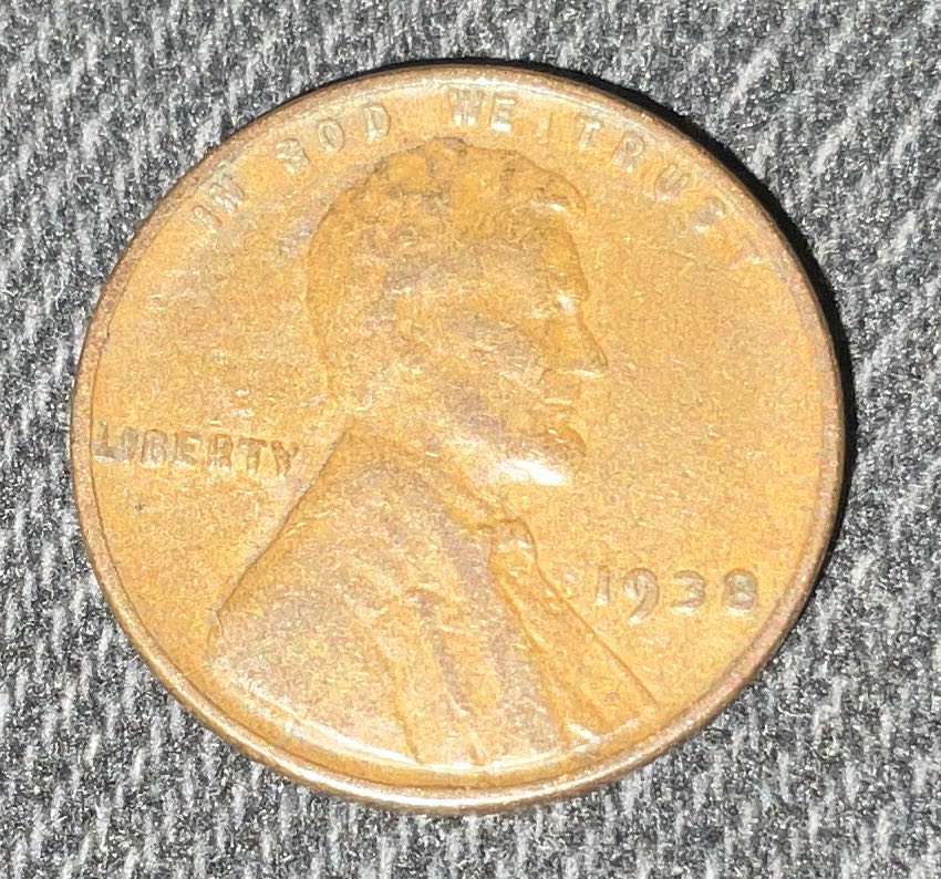 Penny 1938 Lincoln  5  coin collectible - Main Image 3