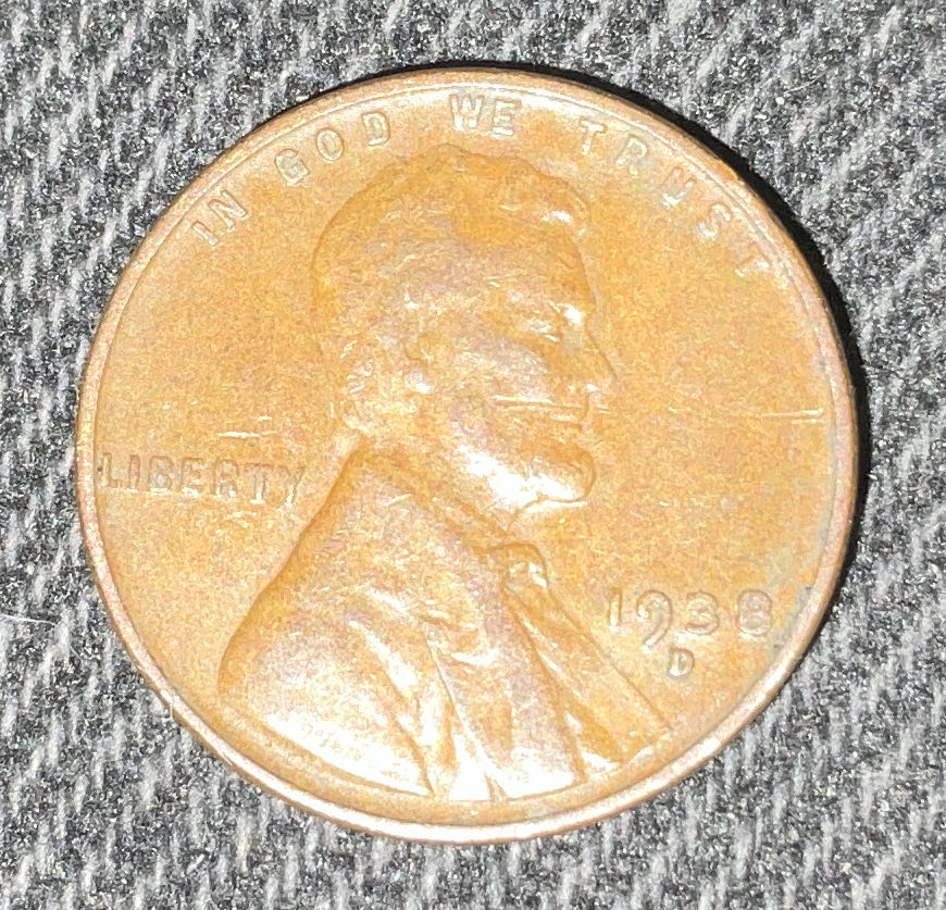 Penny 1938 Lincoln D  1  coin collectible - Main Image 3