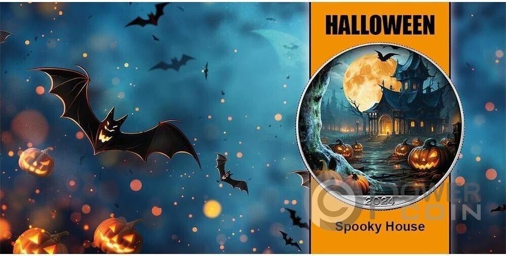 Halloween “SPOOKY HOUSE” 1 Oz Silver Coin 1$ USA 2024  coin collectible - Main Image 3