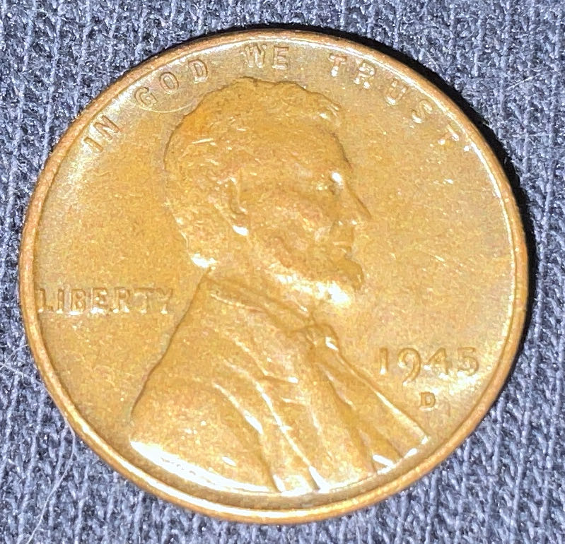 Penny 1945 Lincoln D 5  coin collectible - Main Image 3
