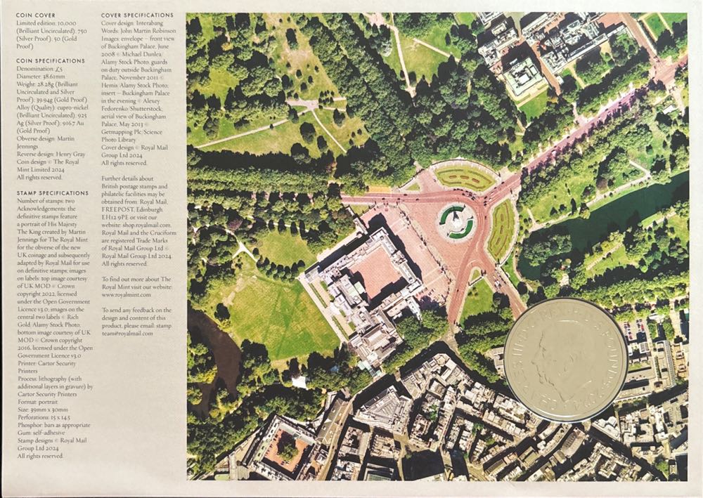 Buckingham Palace 2024 UK £5 Brilliant Uncirculated Coin Cover Limited Edition 10,000  coin collectible - Main Image 4