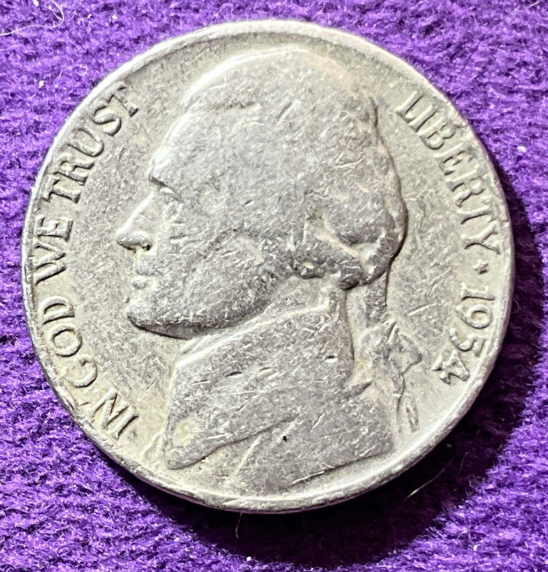 Nickel Jefferson 1954 D 1  coin collectible - Main Image 3
