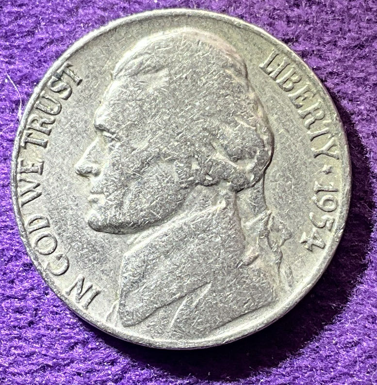 Nickel Jefferson 1954 D 2  coin collectible - Main Image 3