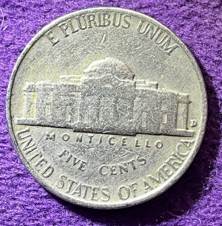 Nickel Jefferson 1954 D 2  coin collectible - Main Image 4