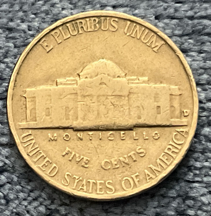 Nickel Jefferson 1954 D 3  coin collectible - Main Image 2
