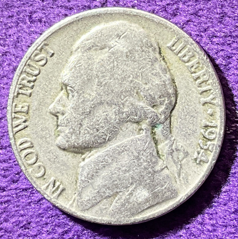 Nickel Jefferson 1954 D 3  coin collectible - Main Image 3