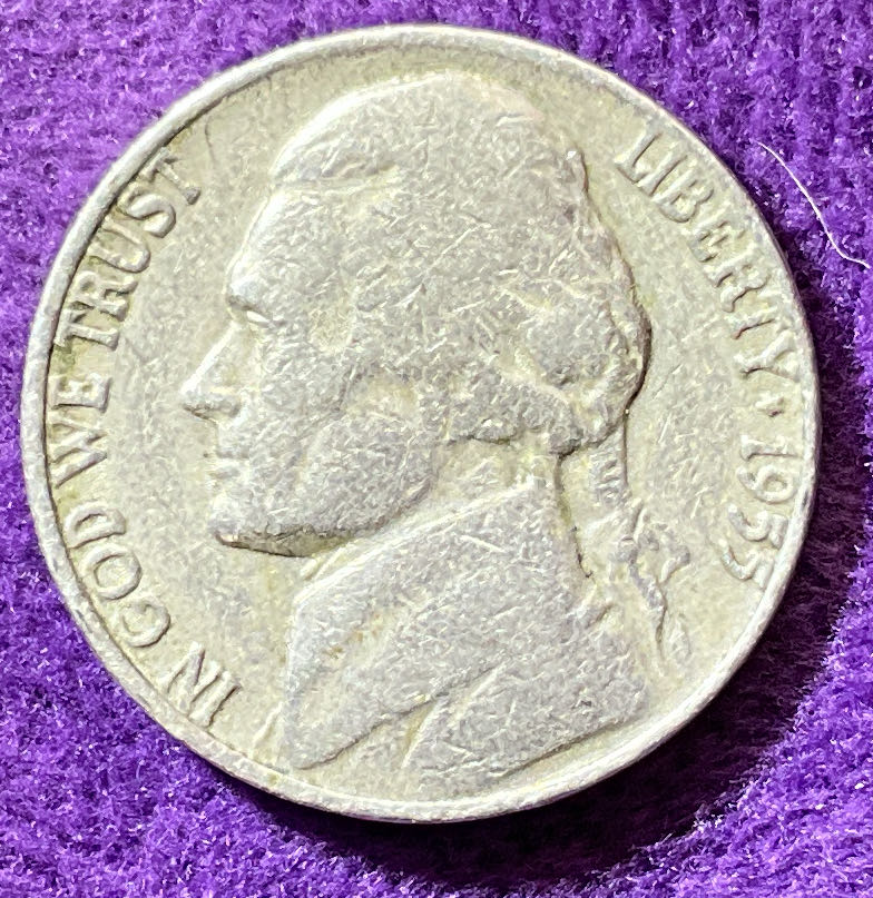 Nickel Jefferson 1955 D 1  coin collectible - Main Image 3