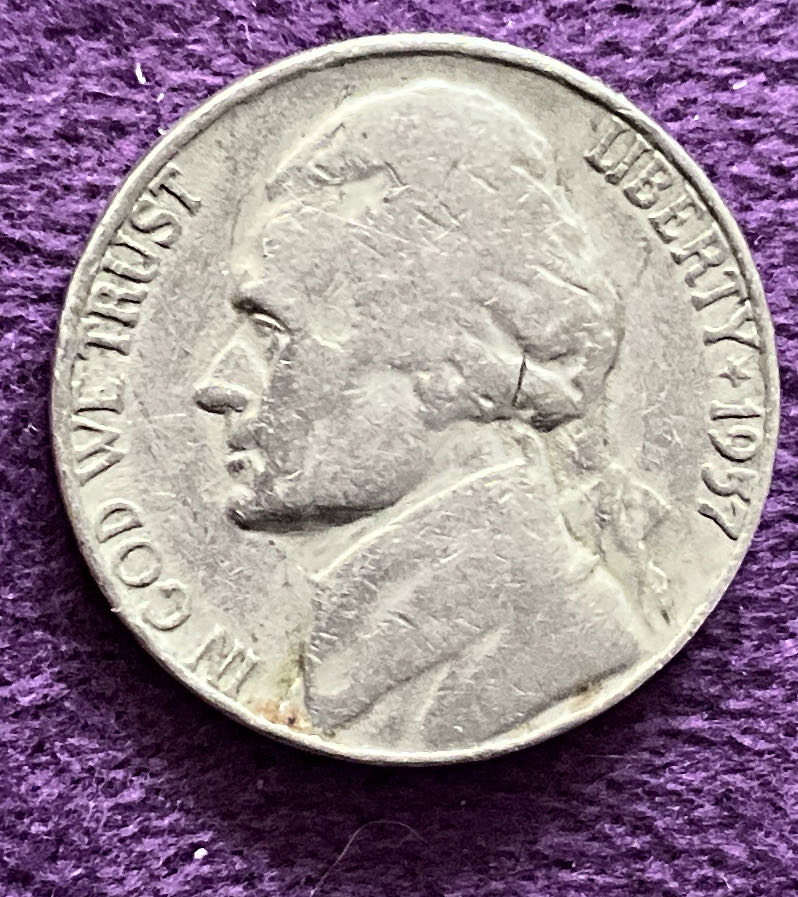 Nickel Jefferson 1957 D 2  coin collectible - Main Image 3