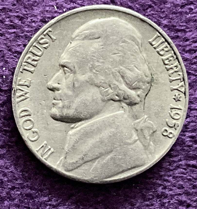 Nickel Jefferson 1958 D 1  coin collectible - Main Image 3
