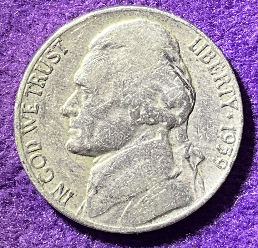 Nickel Jefferson 1959 D 2  coin collectible - Main Image 3