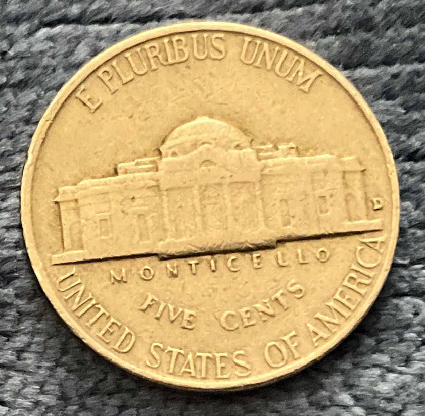 Nickel Jefferson 1959 D 3  coin collectible - Main Image 2