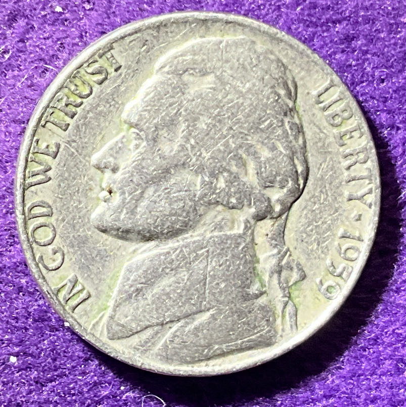 Nickel Jefferson 1959 D 3  coin collectible - Main Image 3