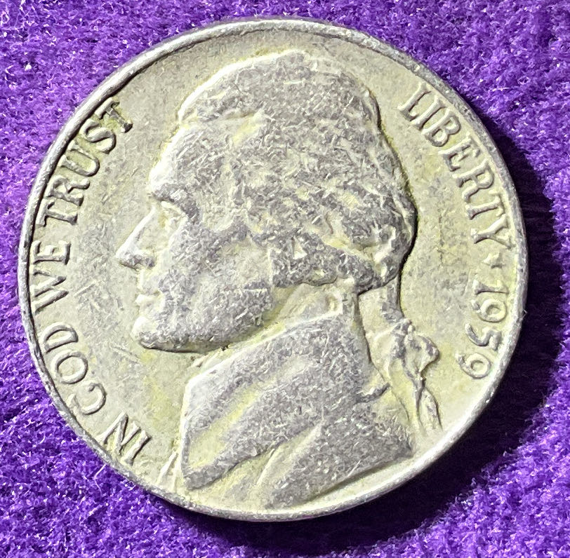 Nickel Jefferson 1959 D 5  coin collectible - Main Image 3