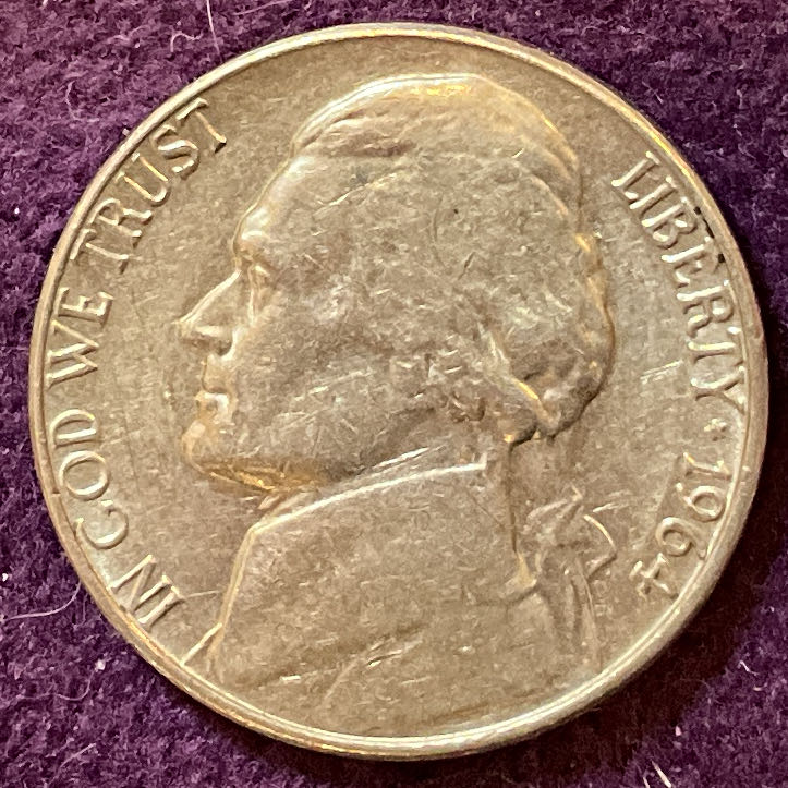 Nickel Jefferson D 1964 25  coin collectible - Main Image 3