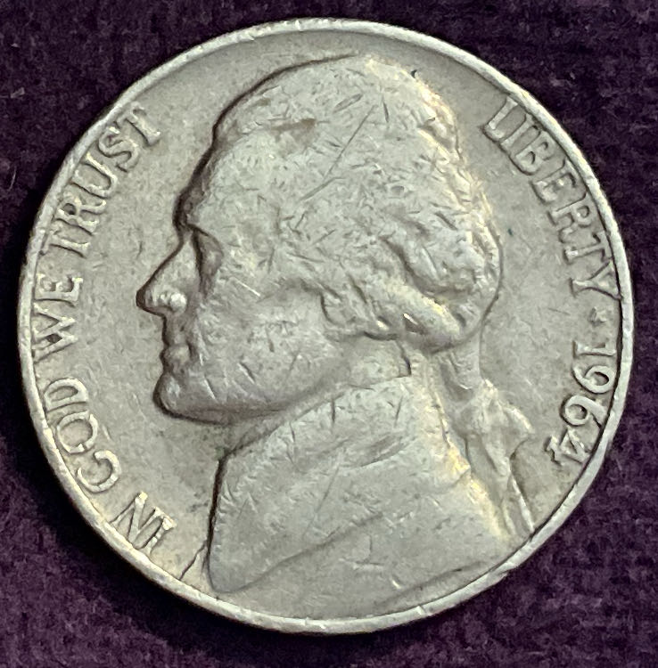 Nickel Jefferson 1964 19  coin collectible - Main Image 3