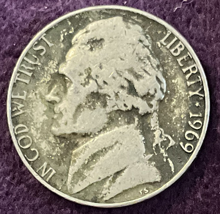 Nickel Jefferson D 1969 1  coin collectible - Main Image 3