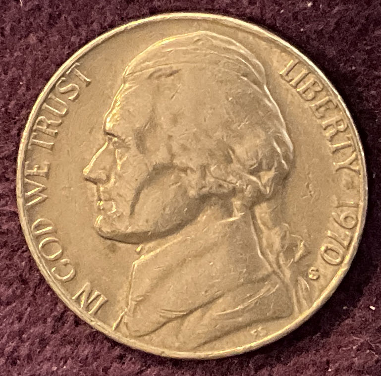 Nickel Jefferson S 1970 4  coin collectible - Main Image 3