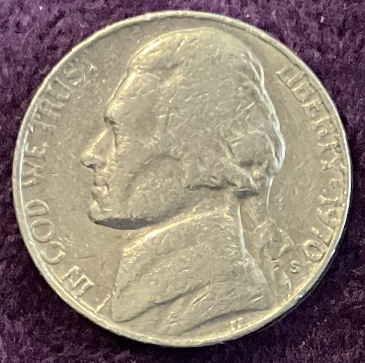 Nickel Jefferson S 1970 1  coin collectible - Main Image 3
