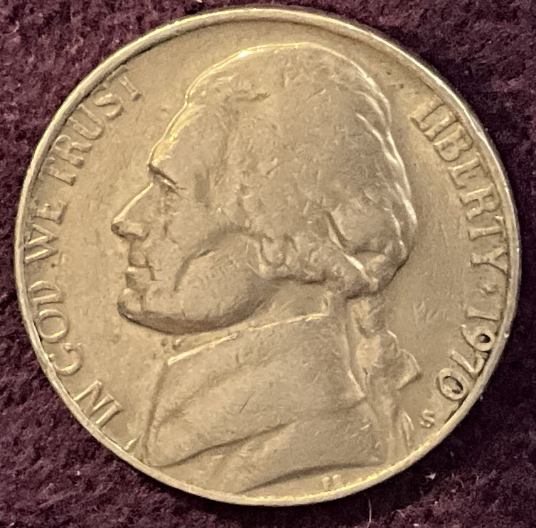 Nickel Jefferson S 1970 6  coin collectible - Main Image 3