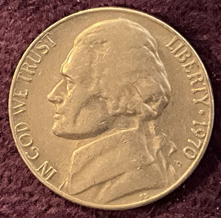 Nickel Jefferson D 1970 1  coin collectible - Main Image 3