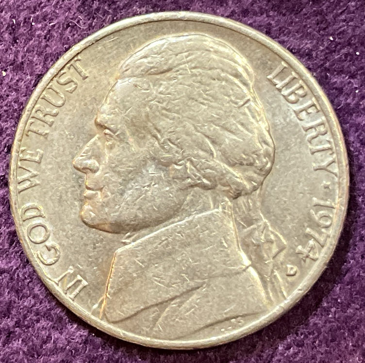 Nickel Jefferson D 1974 1  coin collectible - Main Image 3