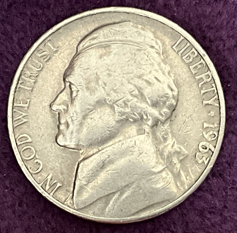 Nickel Jefferson 1963 5  coin collectible - Main Image 3