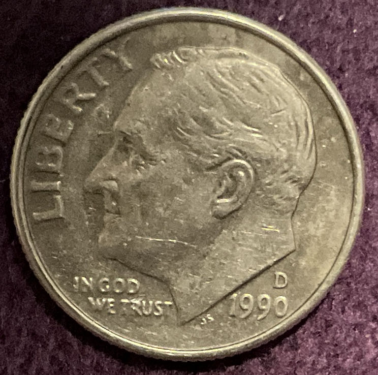 Dime 1990 D Roosevelt  coin collectible - Main Image 3
