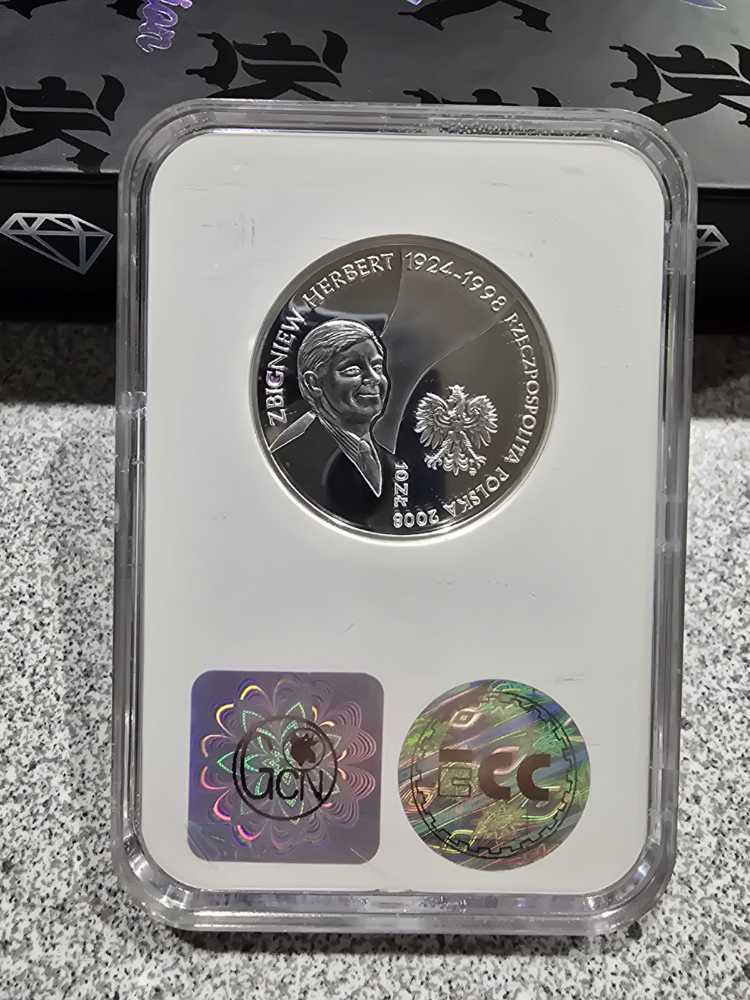2008 Poland 10 Zloties C Herbert PR70  coin collectible - Main Image 2