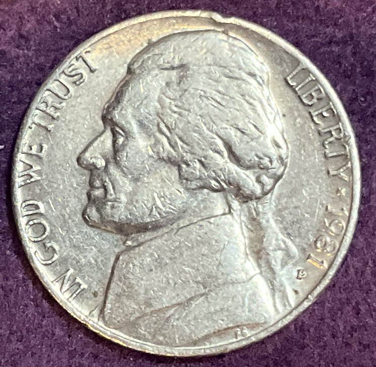 Nickel Jefferson P 1981 1  coin collectible - Main Image 3