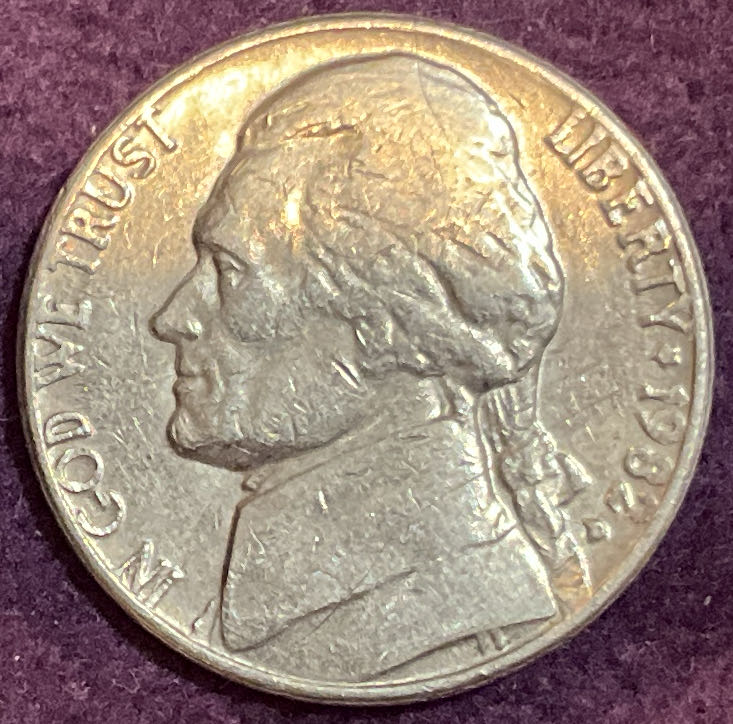 Nickel Jefferson D 1982 1  coin collectible - Main Image 3
