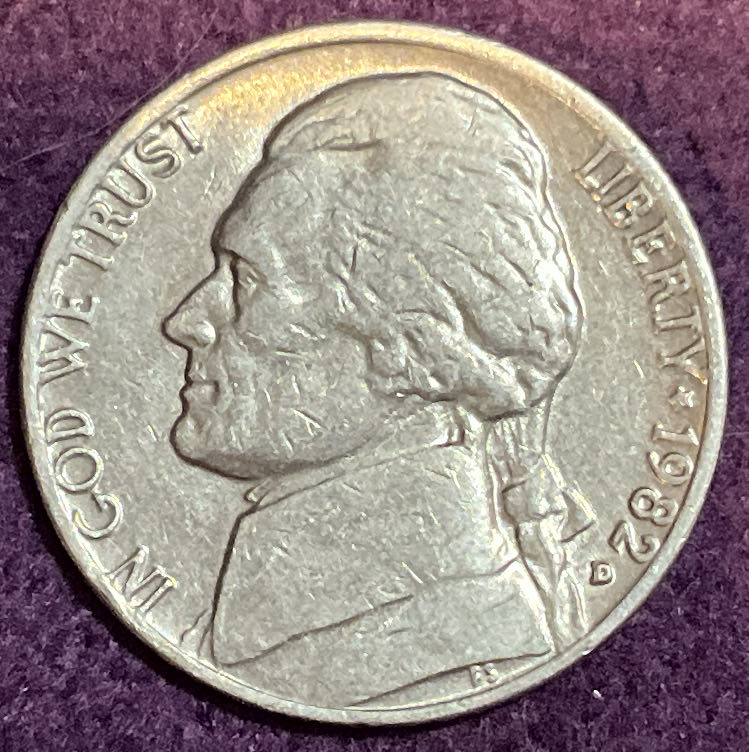 Nickel Jefferson D 1982 2  coin collectible - Main Image 3