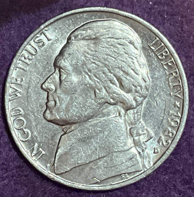 Nickel Jefferson D 1982 3  coin collectible - Main Image 3