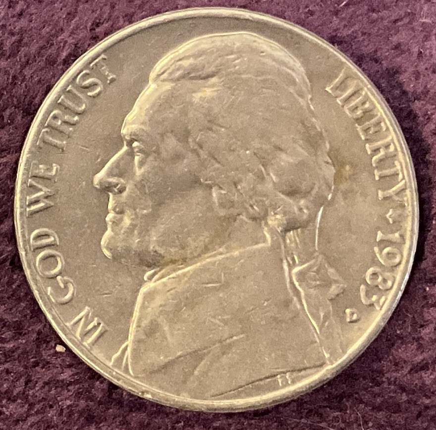 Nickel Jefferson D 1983 3  coin collectible - Main Image 3