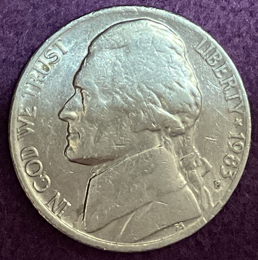 Nickel Jefferson P 1983 2  coin collectible - Main Image 3