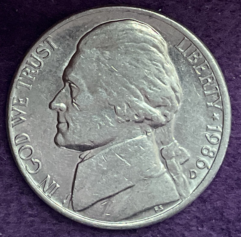 Nickel Jefferson D 1986 3  coin collectible - Main Image 3