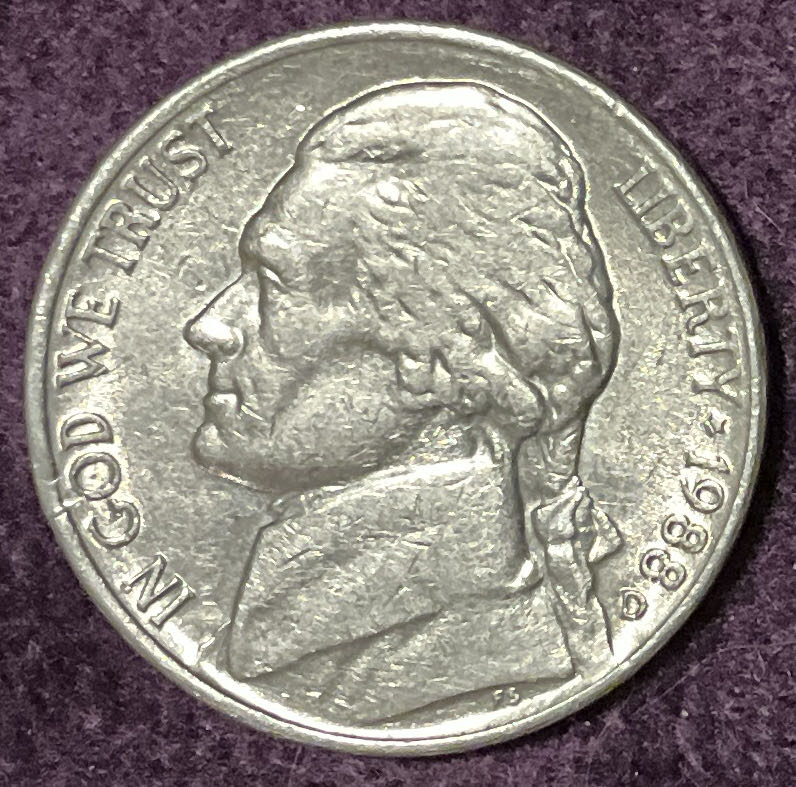 Nickel Jefferson D 1988 5  coin collectible - Main Image 3