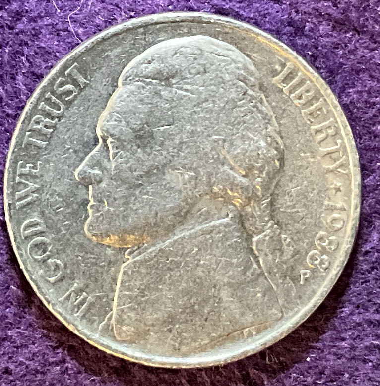 Nickel Jefferson P 1988 1  coin collectible - Main Image 3