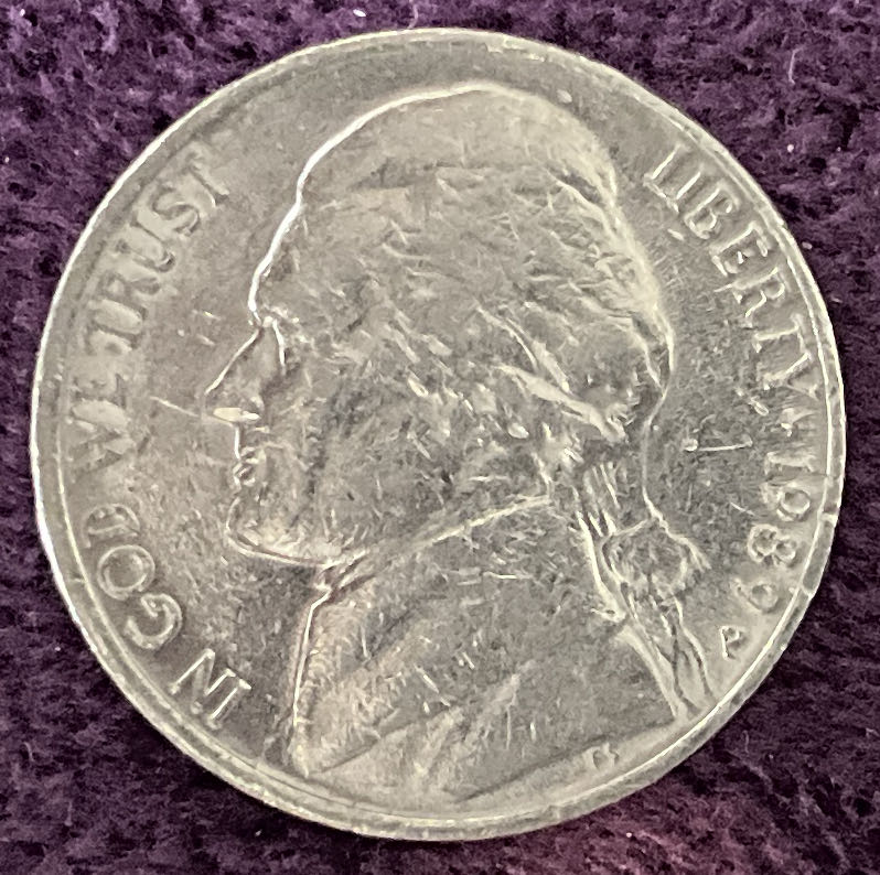 Nickel Jefferson P 1989 1  coin collectible - Main Image 3