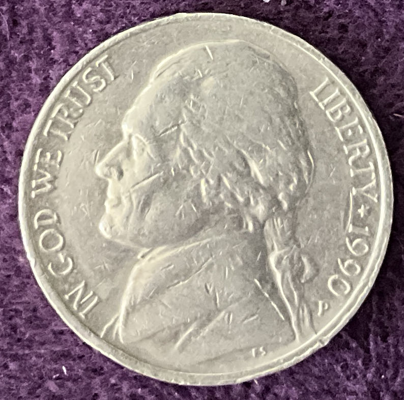Nickel Jefferson P 1990 2  coin collectible - Main Image 3