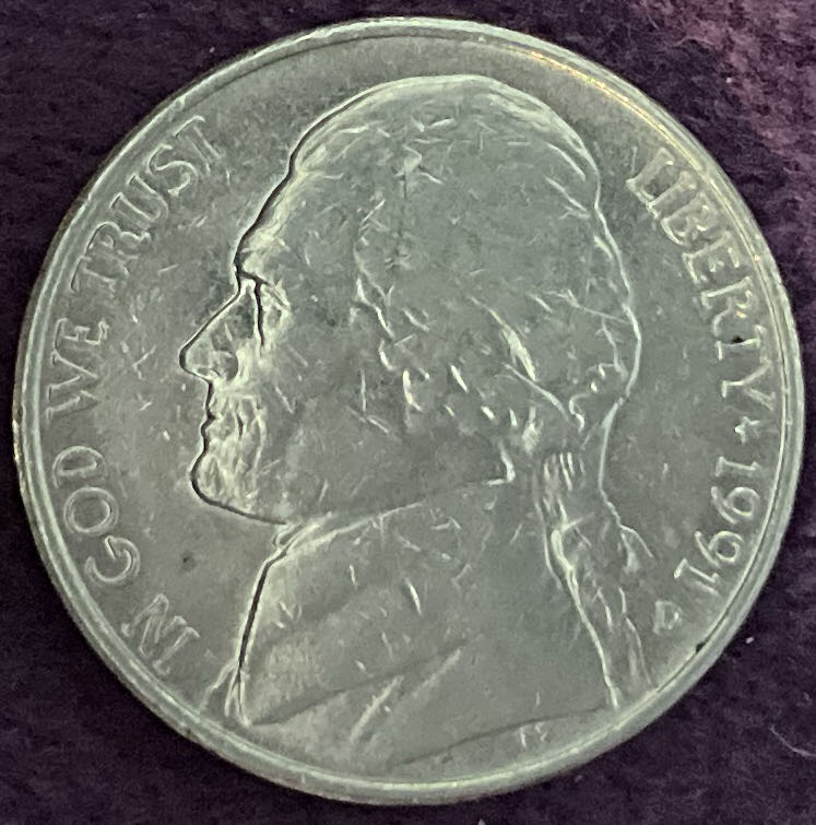 Nickel Jefferson D 1991 1  coin collectible - Main Image 3