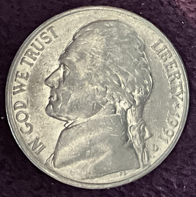 Nickel Jefferson D 1991 2  coin collectible - Main Image 3