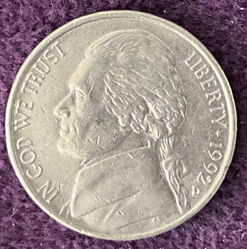 Nickel Jefferson D 1992 1  coin collectible - Main Image 3