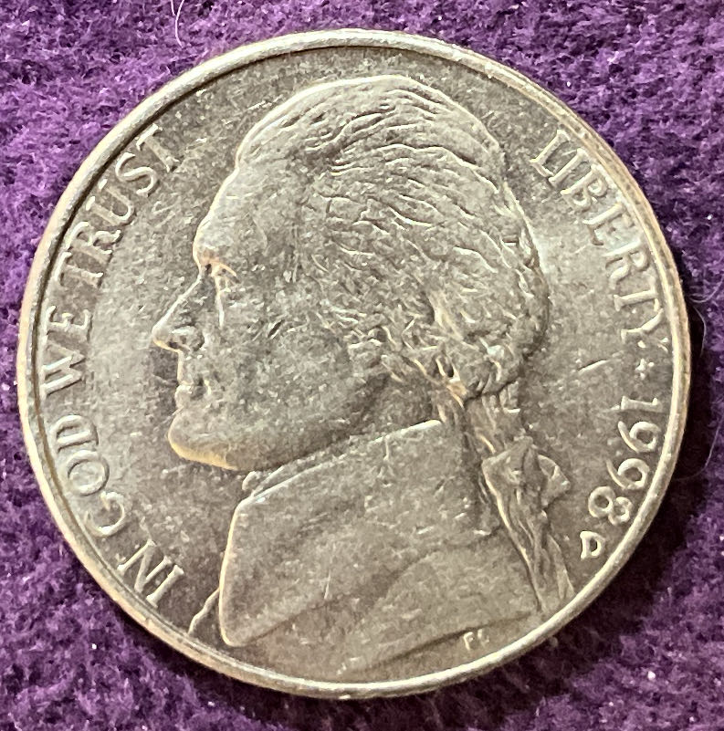 Nickel Jefferson D 1998 3  coin collectible - Main Image 3