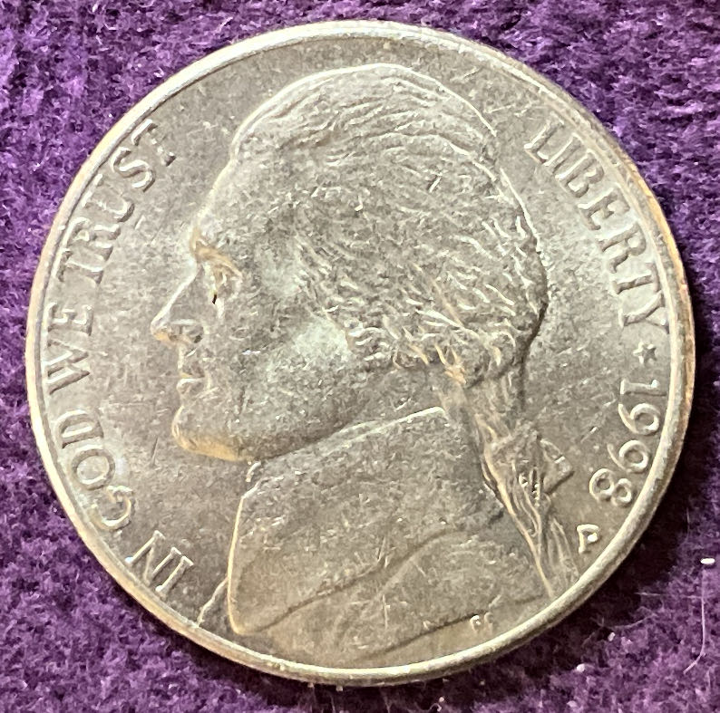 Nickel Jefferson P 1998 1  coin collectible - Main Image 3