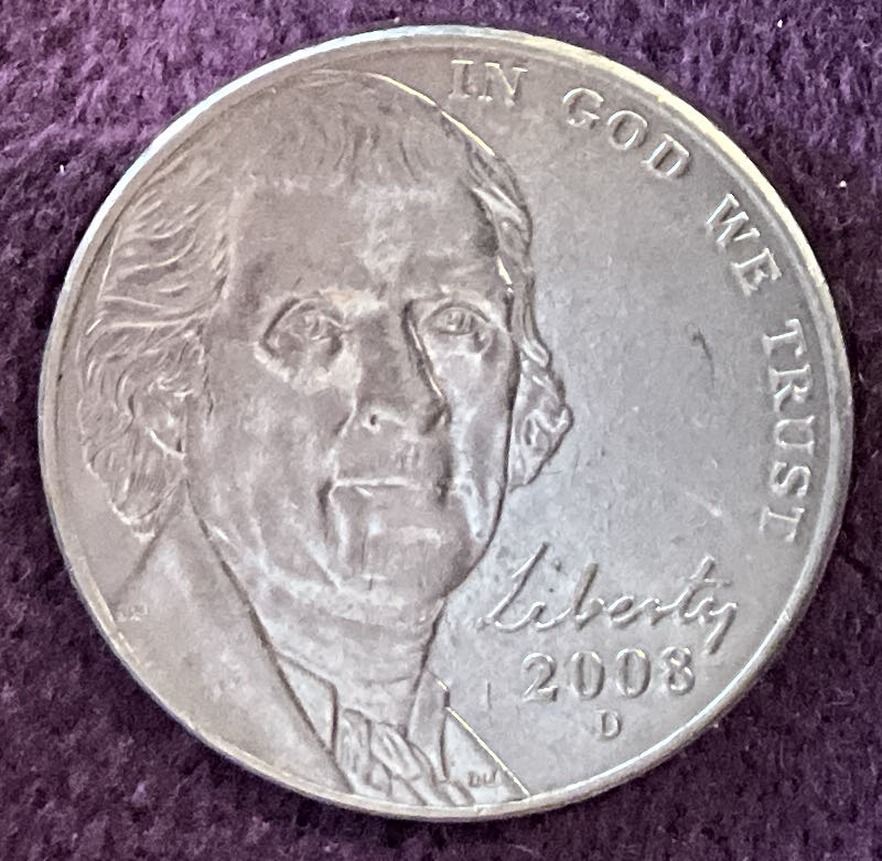 Nickel Jefferson D 2008 6  coin collectible - Main Image 3