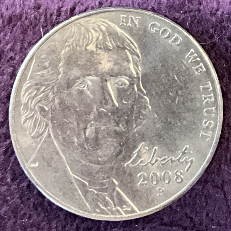 Nickel Jefferson P 2008 1  coin collectible - Main Image 3